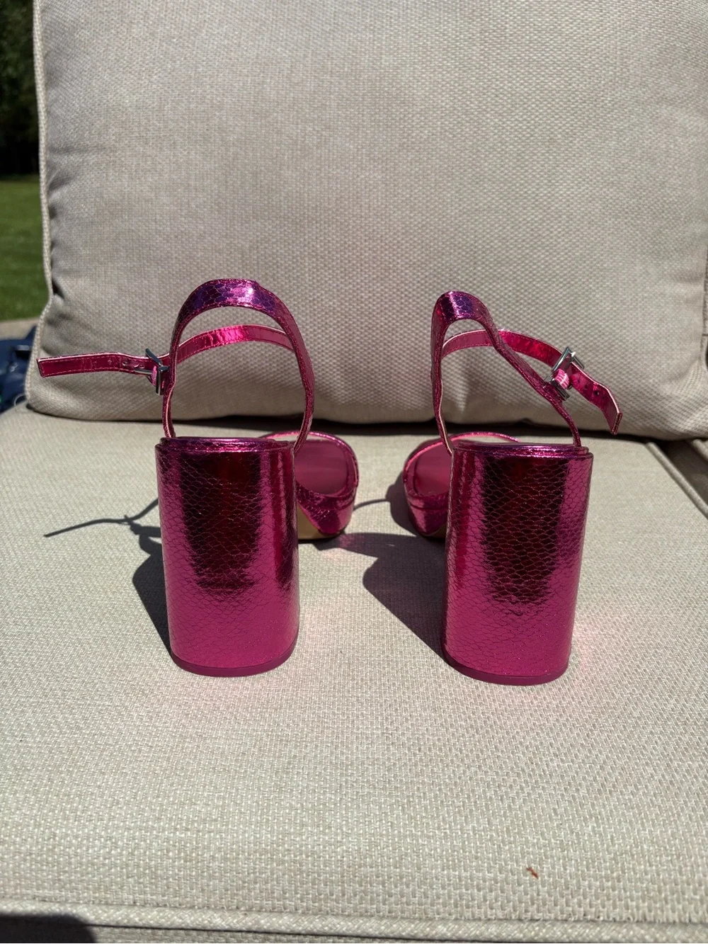 Mix No. 6 Metallic Pink Platform Block Heel Sandals